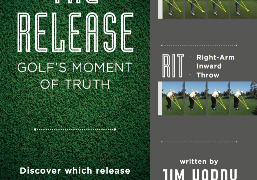 Golf instructional book cover by Jim Hardy titled 'The Release Golf's Moment of Truth'.
